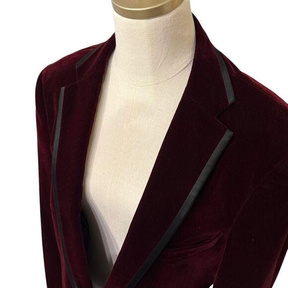 Alan Flusser Burgundy and Black trim Blazer EUC Men’s size 40 Regular Beautiful - Picture 3 of 10